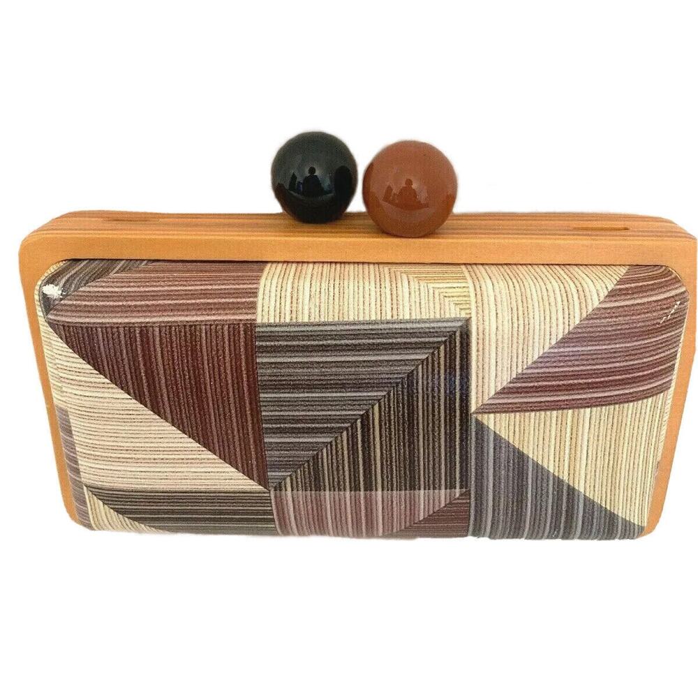 Bamboo and Vinyl Clutch Convertible Crossbody Handbag In's